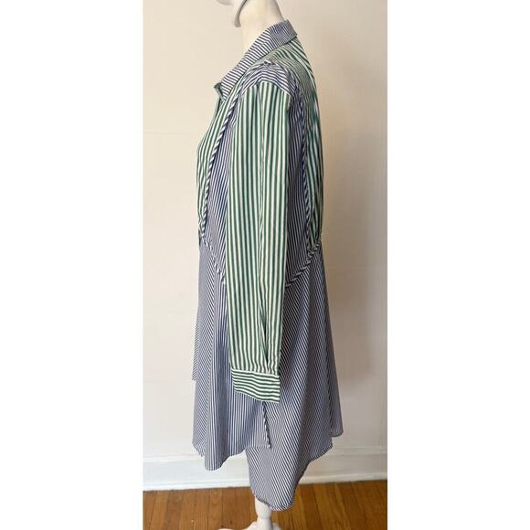 ZARA Mixed Stripes Asymmetrical Button Down Poplin Shirtdress Size M - Picture 5 of 7